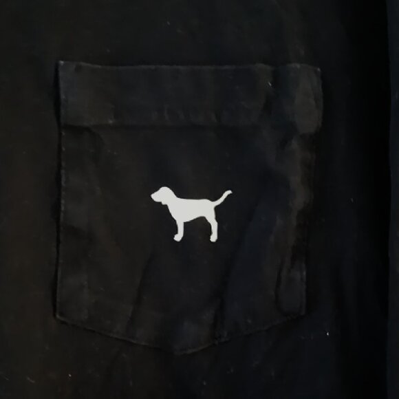 PINK Victoria's Secret Gold Sequin Dog Black Medium Black Long Sleeve Tee - Picture 3 of 5